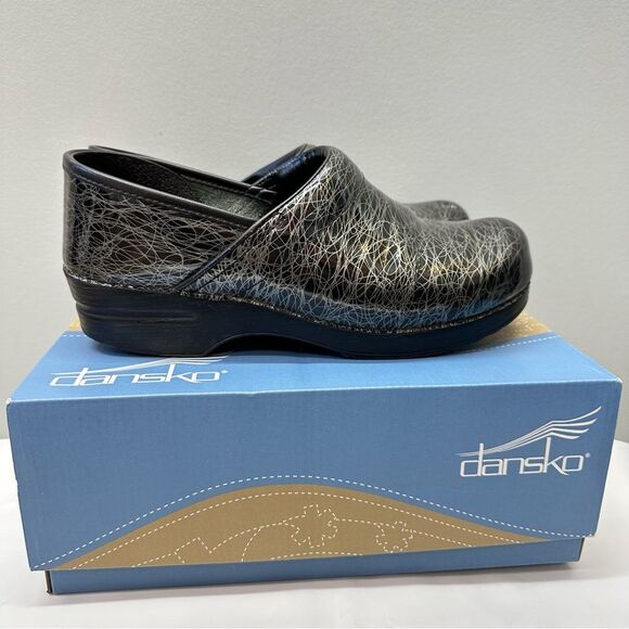 Dansko patent leather black metallic spiral professional clog shoes women's 10.5 - Picture 3 of 8